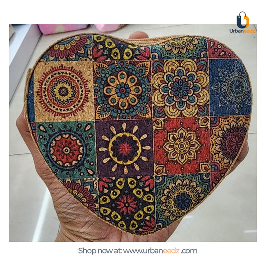 Printed Cork Heart Shaped Jewellery Box