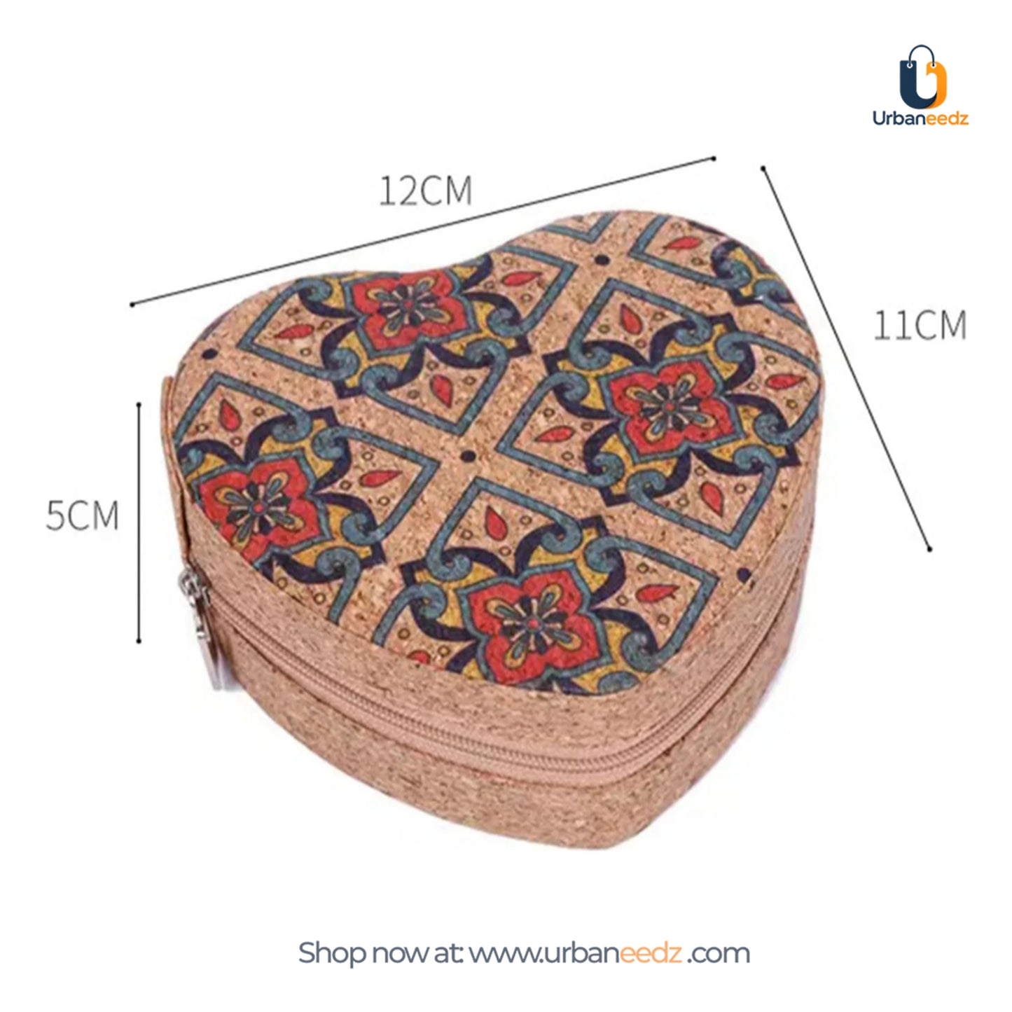 Printed Cork Heart Shaped Jewellery Box