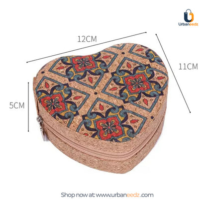 Printed Cork Heart Shaped Jewellery Box