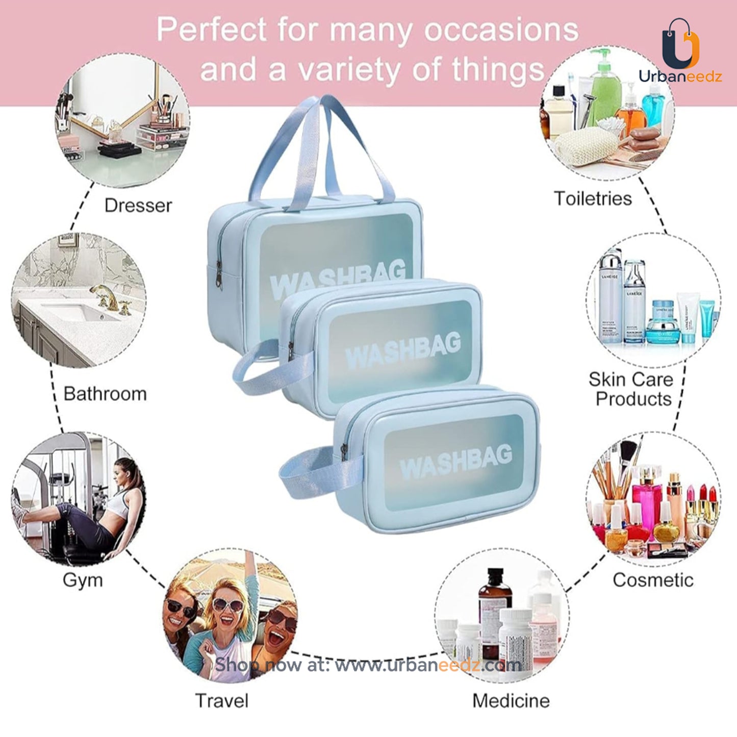 Washbag Set Of 3 Pcs