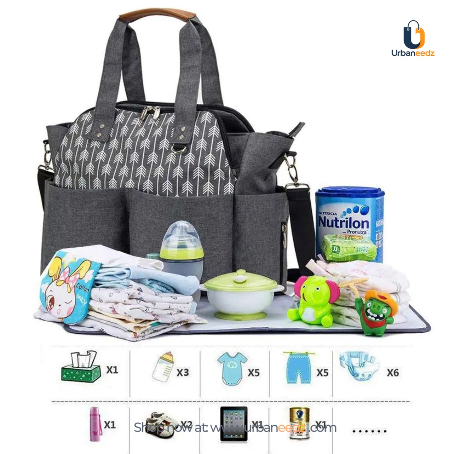 Spacious Multi-Pocket Mother Bag – Complete Baby Travel Organizer